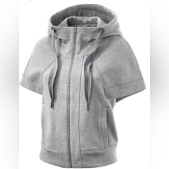 Adidas by Stella McCartney Short Sleeve Zip-Up Hoodie Gray - Small - EUC - Picture 1 of 12